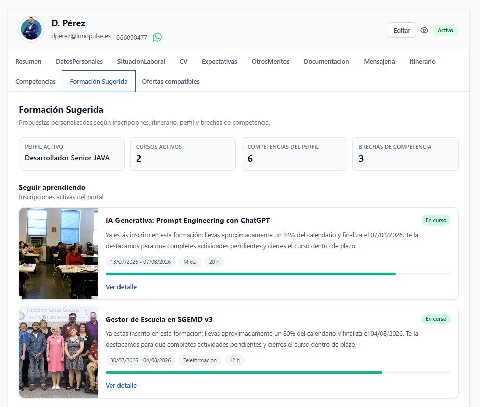Formación sugerida por IA según brechas de competencia en iformalia